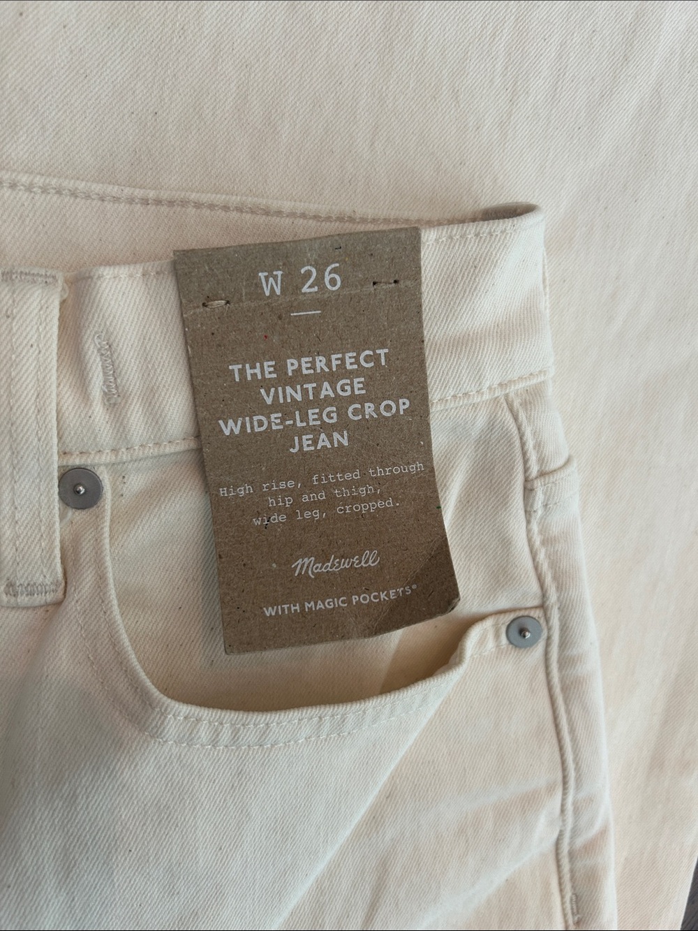 Madewell The Perfect VTG Wide-Leg Crop Jean in Off-White NWT 26 - Picture 3 of 9